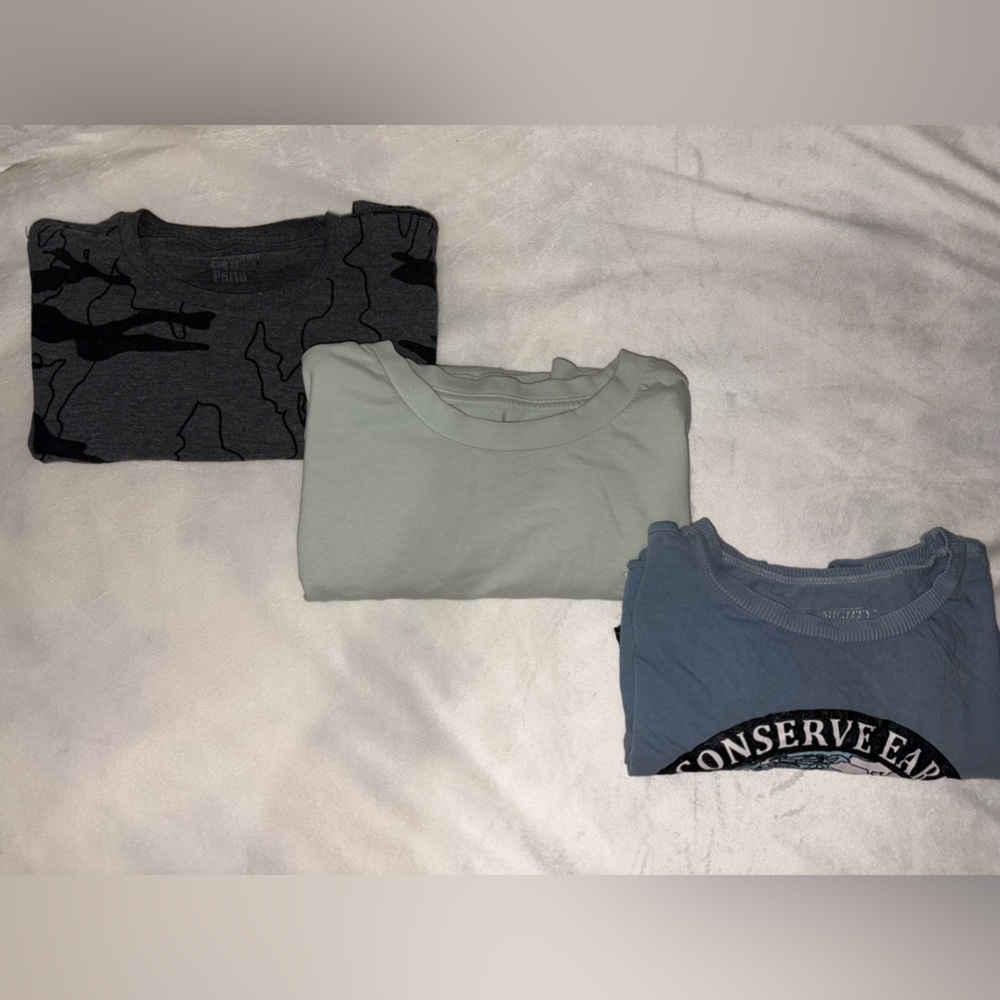 T-Shirt Bundle- Grey Camo, American Eagle Green, Med Cropped Blue!